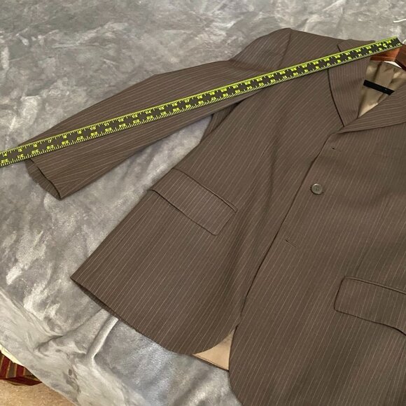 Oscar De La Renta Mens Suit Blazer Jacket Size 40S Wool Pinstripe Three-Button - Picture 10 of 16